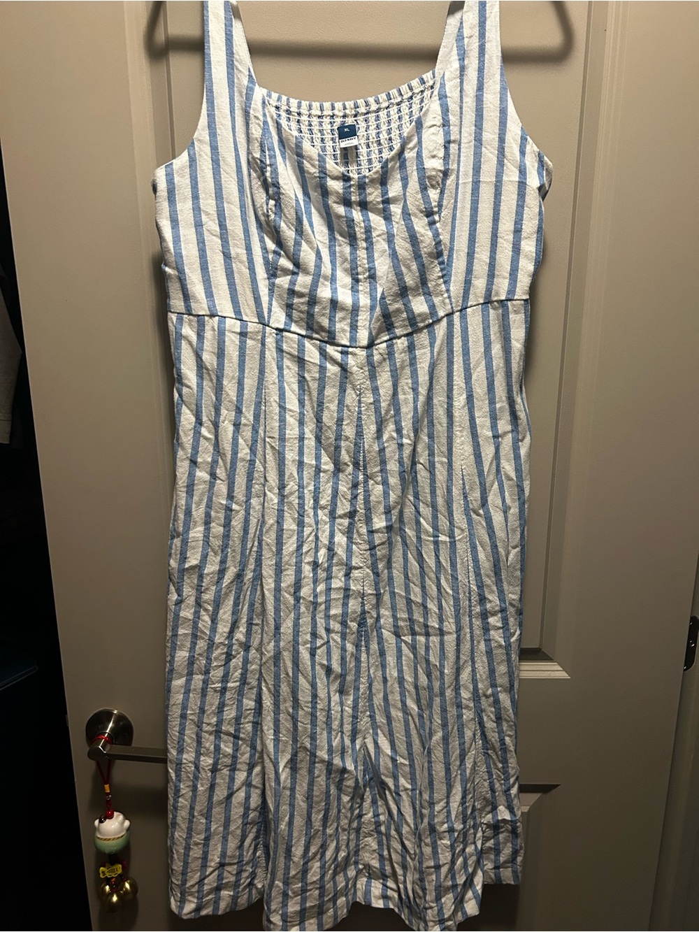 Blue and White Striped Sleeveless Summer Dress